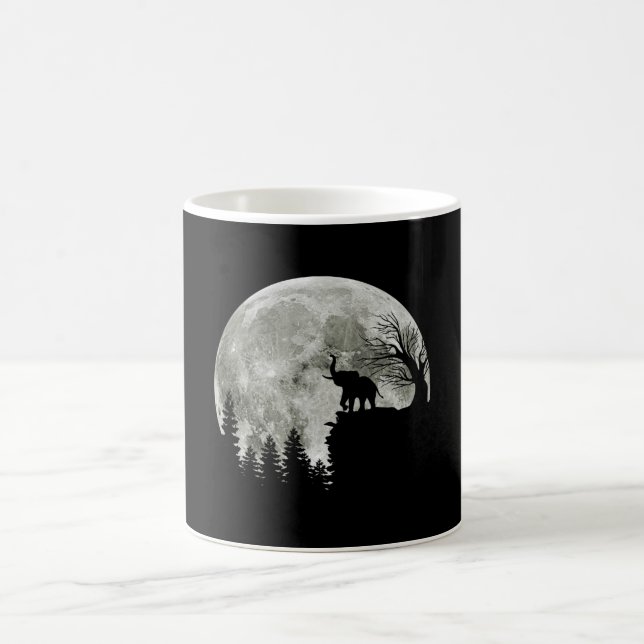 Elephant Stand On Mountain Spooky Halloween Moon Coffee Mug (Center)