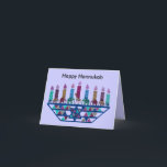 Elephant Star Menorah Cards<br><div class="desc">Graphic illustration of an elephants,  giraffe,  and Star of David menorah design.</div>