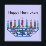 Elephant Star Menorah Magnets<br><div class="desc">Graphic illustration of an elephants,  giraffe,  and Star of David menorah design.</div>