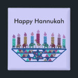 Elephant Star Menorah Magnets<br><div class="desc">Graphic illustration of an elephants,  giraffe,  and Star of David menorah design.</div>