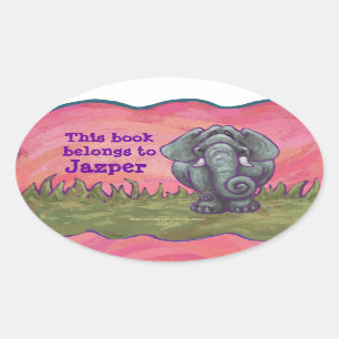 Elephant Stationery Oval Sticker
