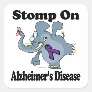 Elephant Stomp On Alzheimers Disease Square Sticker