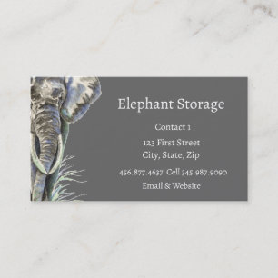 Elephant Storage Watercolor African Animal Art   Business Card