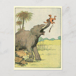 Elephant Story Book Drawing Postcard