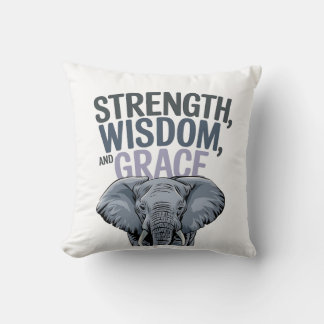 Elephant 'Strength, Wisdom, Grace' Art  Cushion