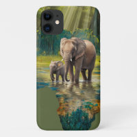 Elephant Stroll Through African Waters