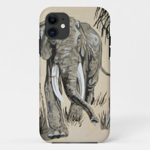 Elephant Strolling Through Wooded Savanna Art iPhone 11 Case