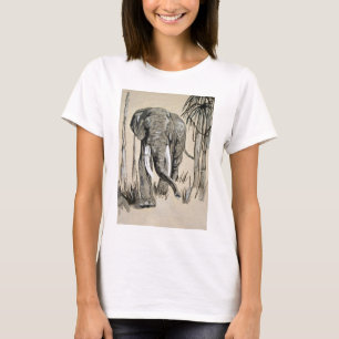 Elephant Strolling Through Wooded Savanna Art T-Shirt