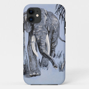 Elephant Strolling Through Wooded Savanna In Blue iPhone 11 Case
