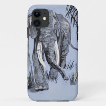Elephant Strolling Through Wooded Savanna In Blue