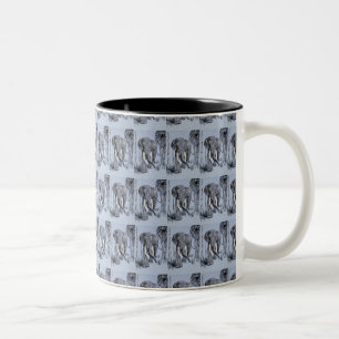 Elephant Strolling Through Wooded Savanna In Blue Two-Tone Coffee Mug