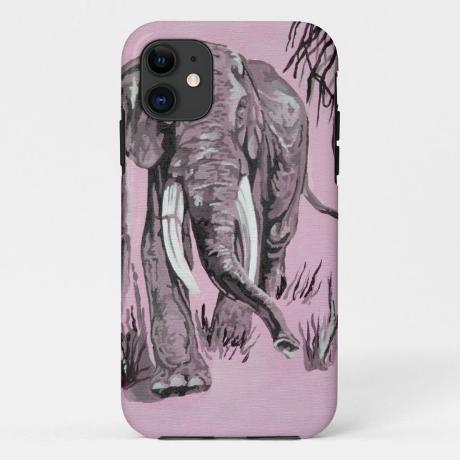 Elephant Strolling Through Wooded Savanna In Pink  Case-Mate iPhone Case (Back)