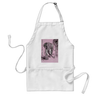 Elephant Strolling Through Wooded Savanna In Pink Standard Apron