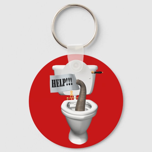 Elephant Stuck In Toilet Key Ring (Front)