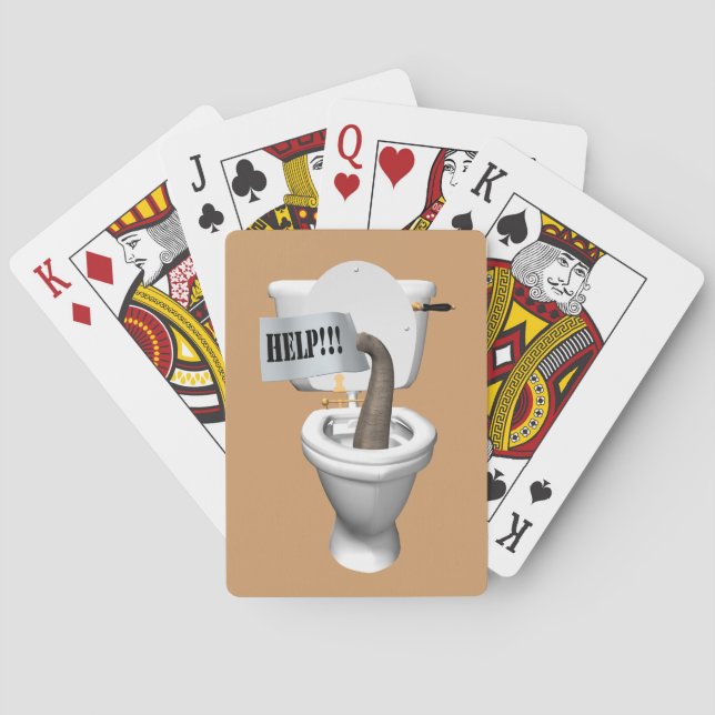 Elephant Stuck In Toilet Playing Cards (Back)