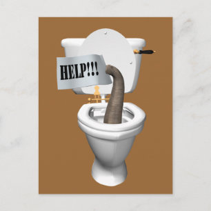 Elephant Stuck In Toilet Postcard