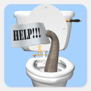 Elephant Stuck In Toilet Square Sticker