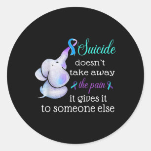 Elephant Suicide Pain Semicolon Suicide Prevention Classic Round Sticker