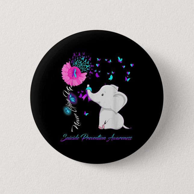 Elephant Suicide Prevention Awareness Ribbon Gif  6 Cm Round Badge (Front)