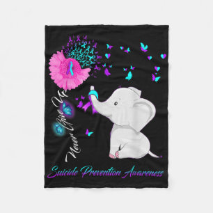 Elephant Suicide Prevention Awareness Ribbon Gif Fleece Blanket