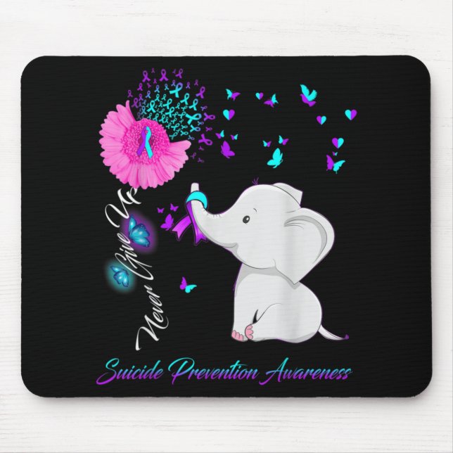 Elephant Suicide Prevention Awareness Ribbon Gif  Mouse Mat (Front)