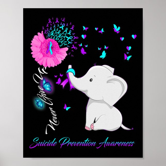 Elephant Suicide Prevention Awareness - Ribbon Gif Poster (Front)