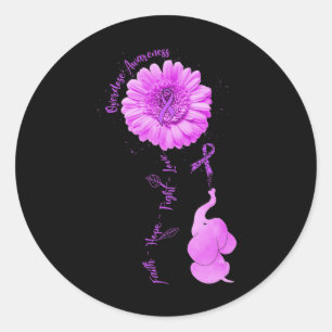 Elephant Sunflower Faith Hope Fight Love Overdose Classic Round Sticker