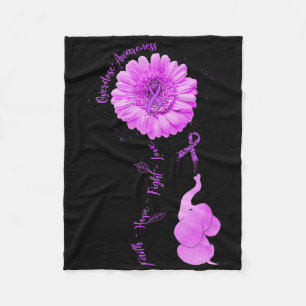 Elephant Sunflower Faith Hope Fight Love Overdose Fleece Blanket