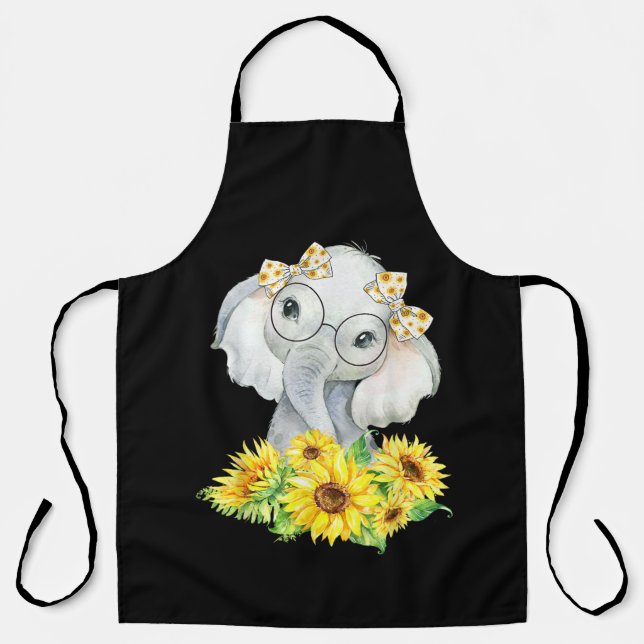 Elephant Sunflower Gifts Apron (Front)