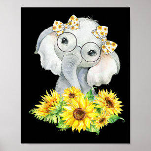 Elephant Sunflower Gifts Poster