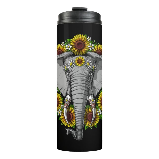Elephant Sunflowers Thermal Tumbler (Front)