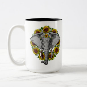 Elephant Sunflowers Two-Tone Coffee Mug