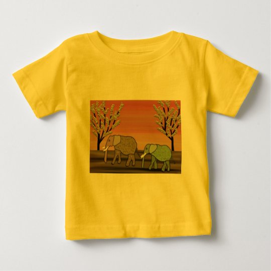 Elephant Sunset Baby T-Shirt