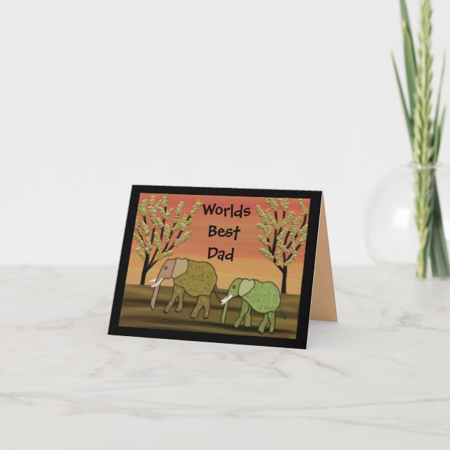 Elephant Sunset Best Dad Card (Front)