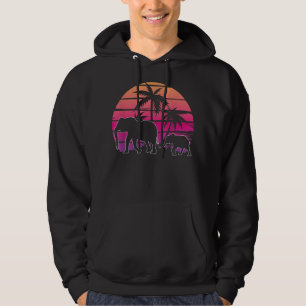 Elephant Sunset Island Palm Tree Beach Africa Wild Hoodie