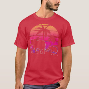 Elephant Sunset Island Palm Tree Beach Africa Wild T-Shirt