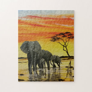 elephant sunset jigsaw puzzle