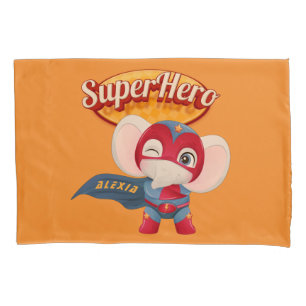 🦸‍♀️Elephant Superhero Custom Name  Pillowcase