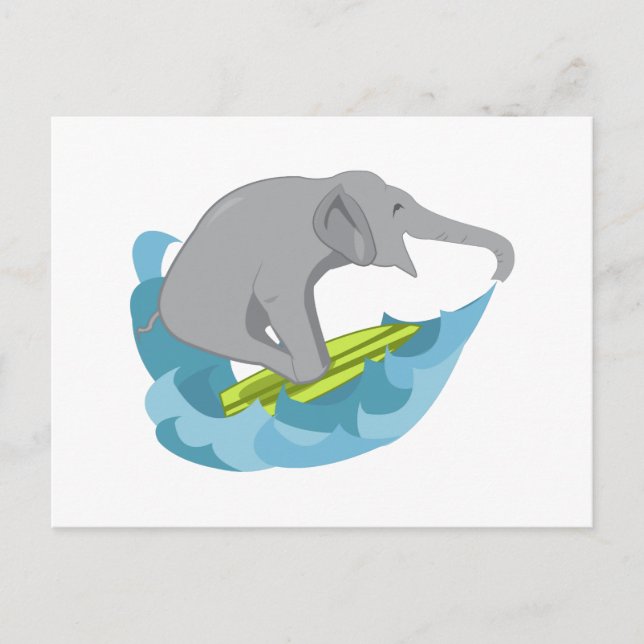 Elephant Surfer Postcard (Front)