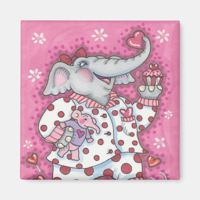 Elephant Sweetheart VALENTINE MAGNET Square (Front)