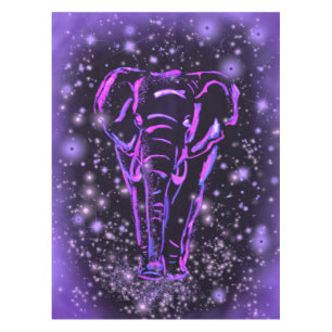 Elephant Tablecloth In Purple Pink Starry Night
