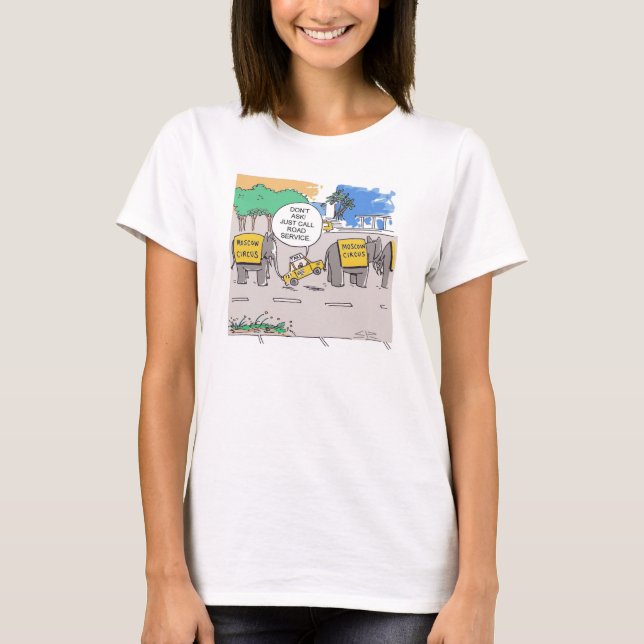 Elephant Taxi Line cartoon women shirt (Front)