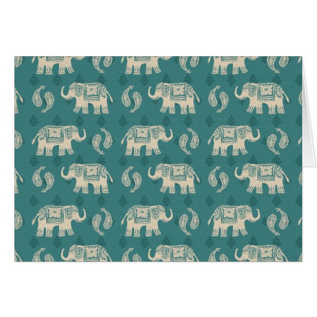 Elephant Teal Caravan Pattern (Front Horizontal)