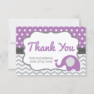 Elephant Thank You Card, EDITABLE COLOR