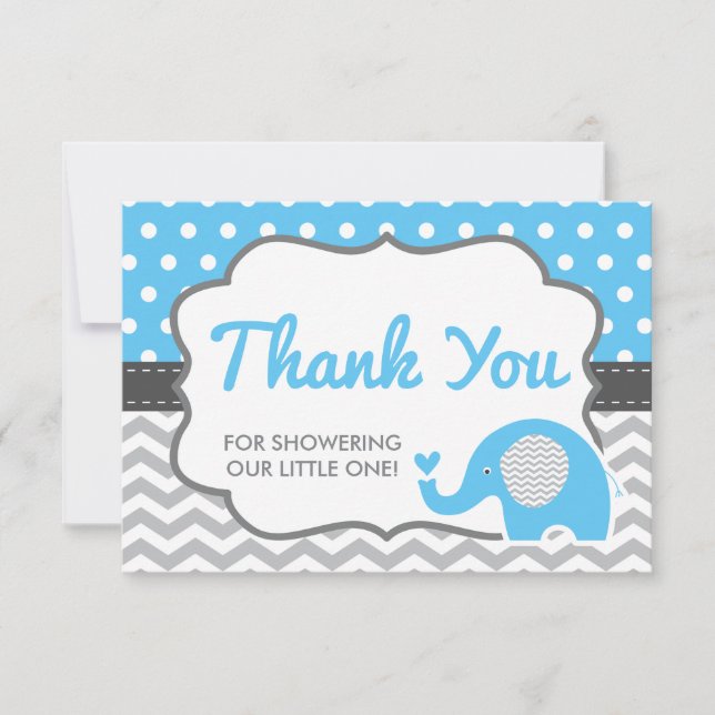 Elephant Thank You Card, EDITABLE COLOR (Front)