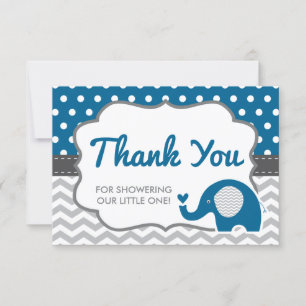 Elephant Thank You Card, EDITABLE COLOR