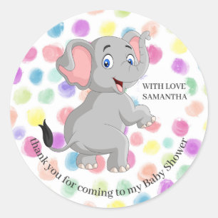 Elephant thank you WATERCOLOR DOTS Classic Round Sticker