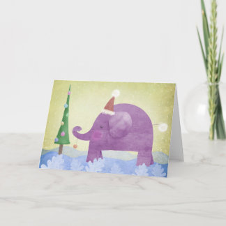 Elephant & the Christmas tree - card