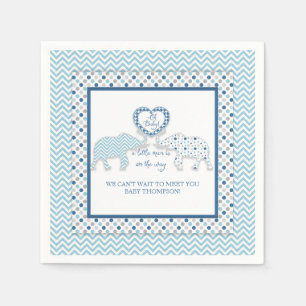 Elephant Theme Boy Baby Shower Decor Personalised Napkin