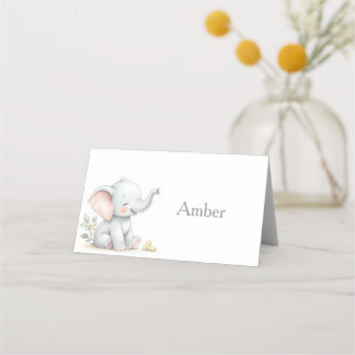 Elephant Themed Baby Shower Place Cards